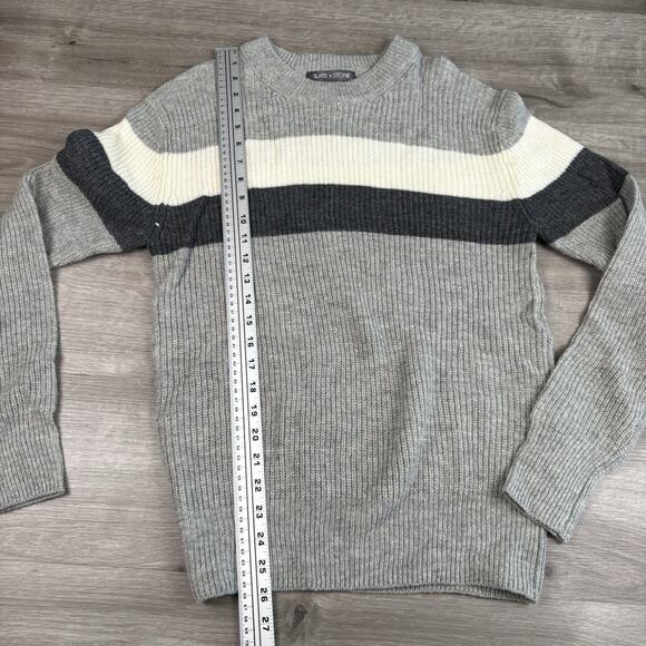 Slate and Stone Men's Size Small Gray Striped Wool Blend Pullover Sweater - Picture 10 of 15